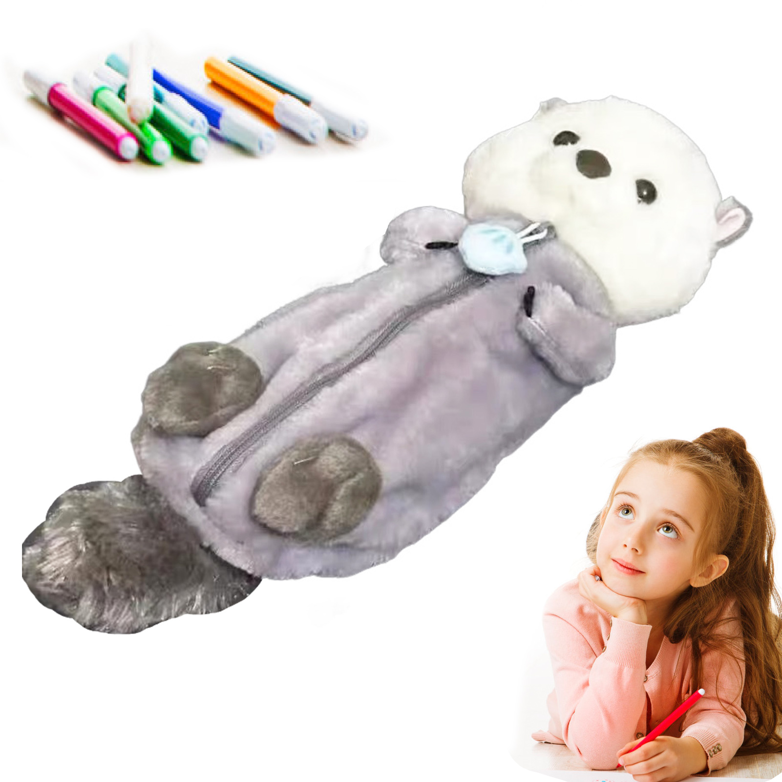 Kids Toys Bag - Trousse à crayons en peluche créative,